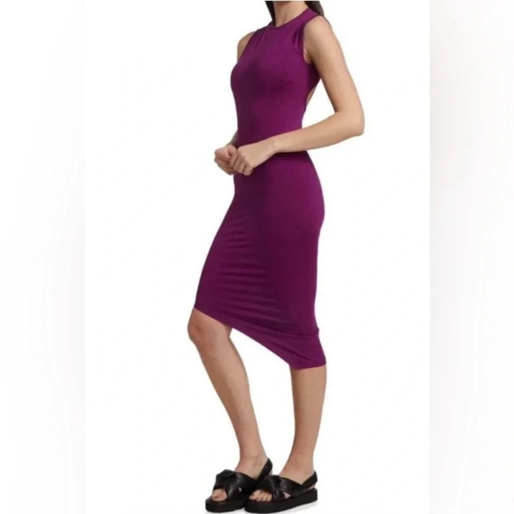 NWT SIMON MILLER Pica Asymmetric Stretch Bodycon Dress in Plum Size M/L